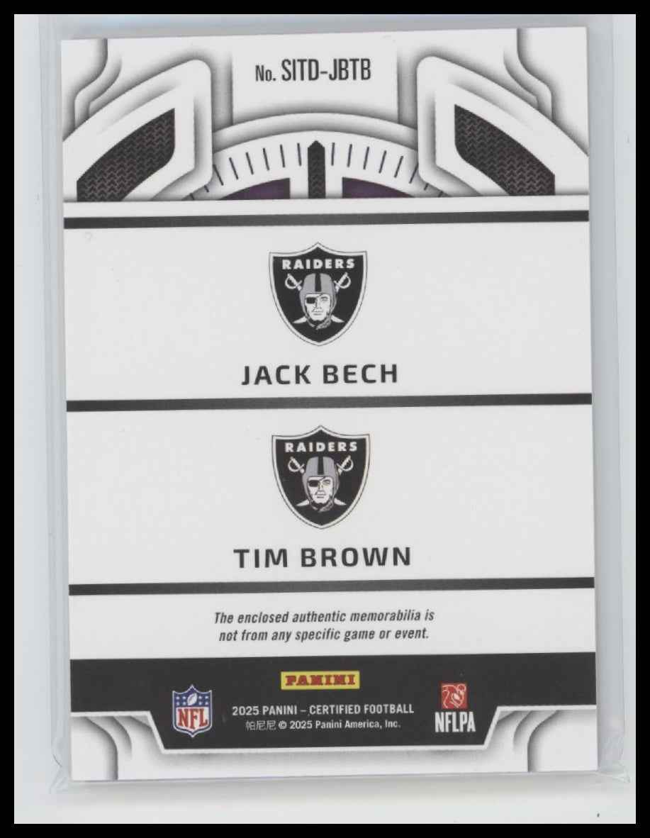 2025 Panini Stitches in Time Purple Jack Bech / Tim Brown #/40 #SITD-JBTB