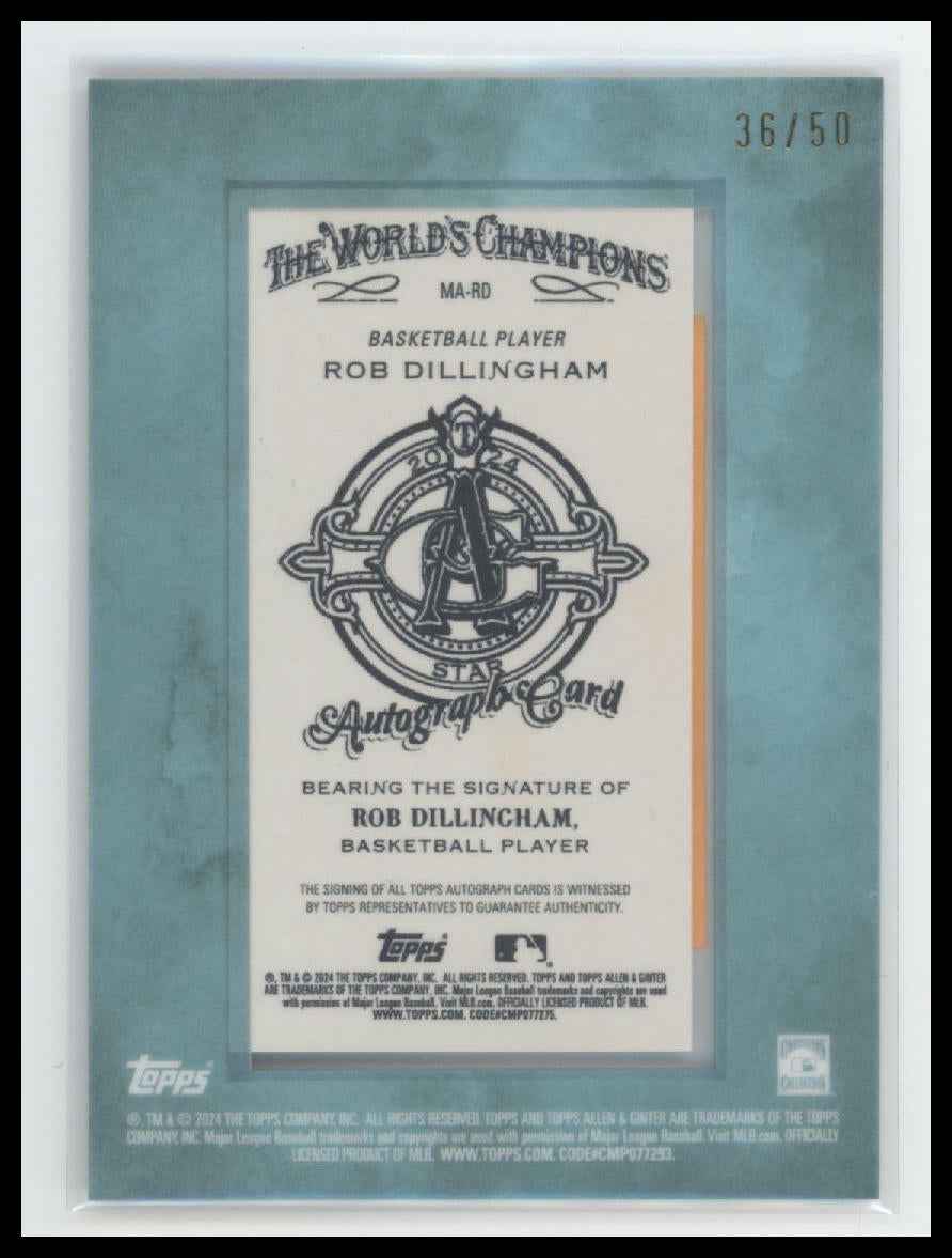 2024 Allen & Ginter Framed Mini Baseball Auto Blue Rob Dillingham #/50 #MA-RD
