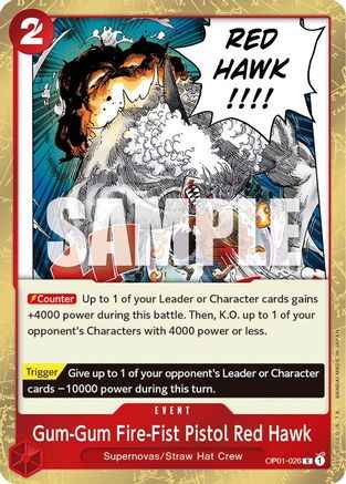 Gum-Gum Fire-Fist Pistol Red Hawk (OP01-026) - Romance Dawn Foil