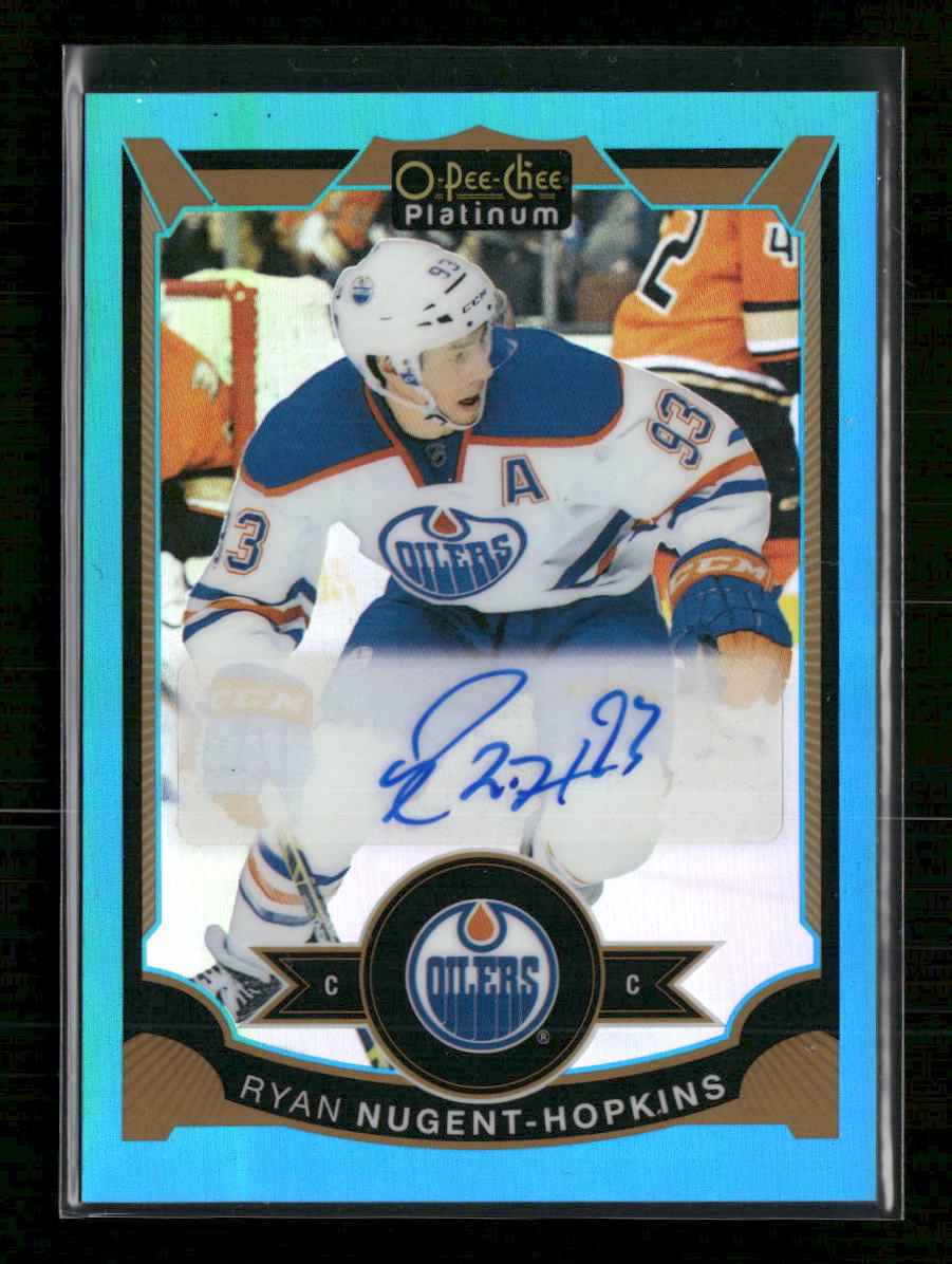 2015-16 O-Pee-Chee Platinum Blue-Rainbow-Autographs Ryan Nugent-Hopkins Auto #RN