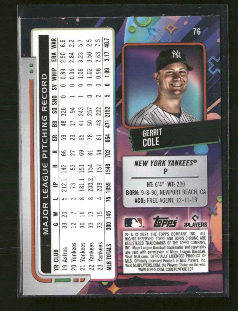 2024 Topps Chrome Cosmic Gerrit Cole #76