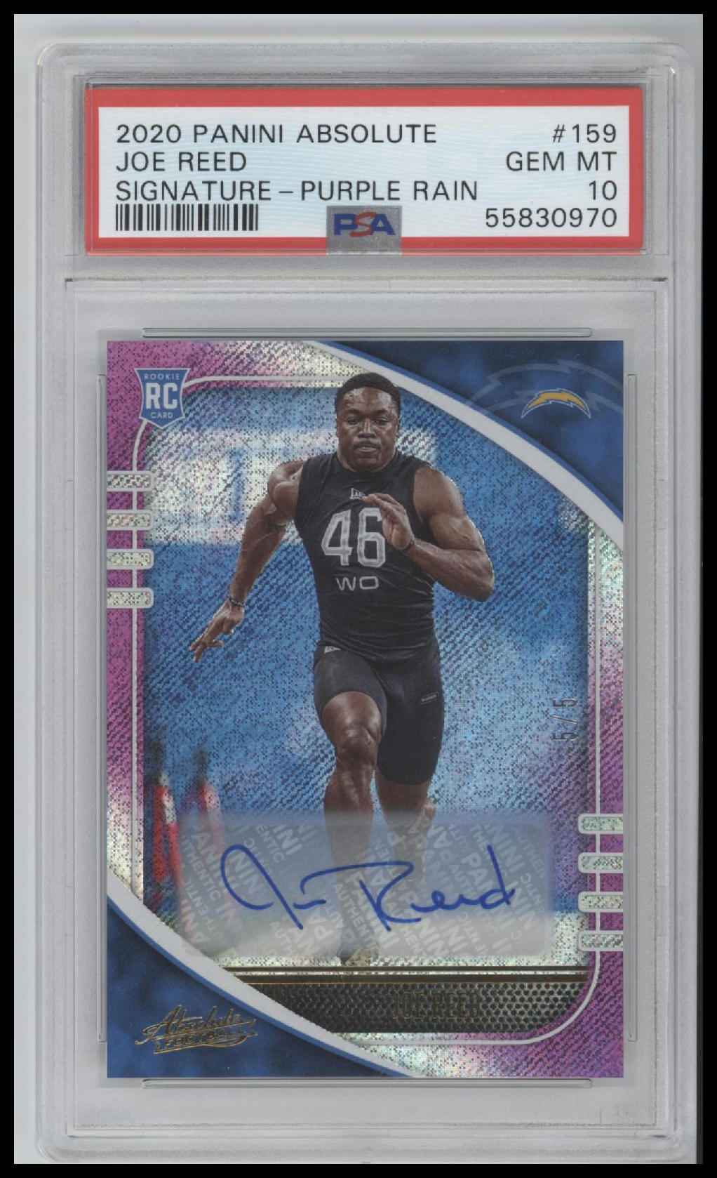 2020 Panini Absolute Signature-Purple Rain Joe Reed 10 PSA #159