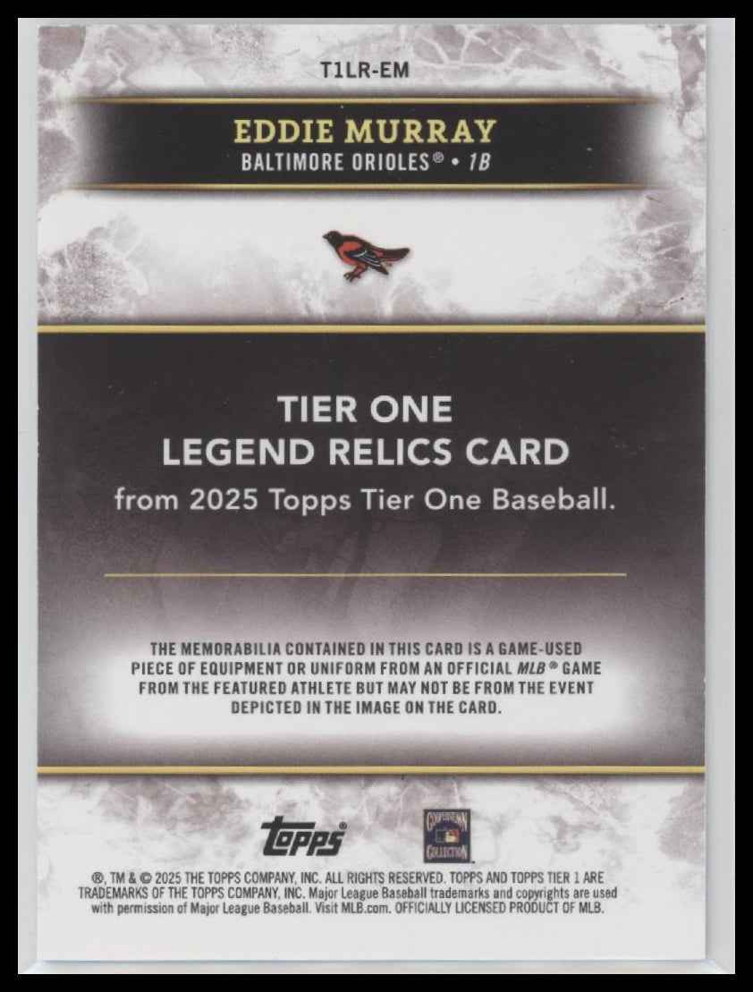 2025 Topps Tier One Legend Relics Green Foil #/49 Eddie Murray #T1LR-EM