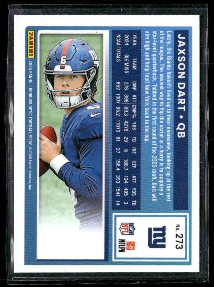 2025 Donruss Optic Jaxson Dart Rookie #273