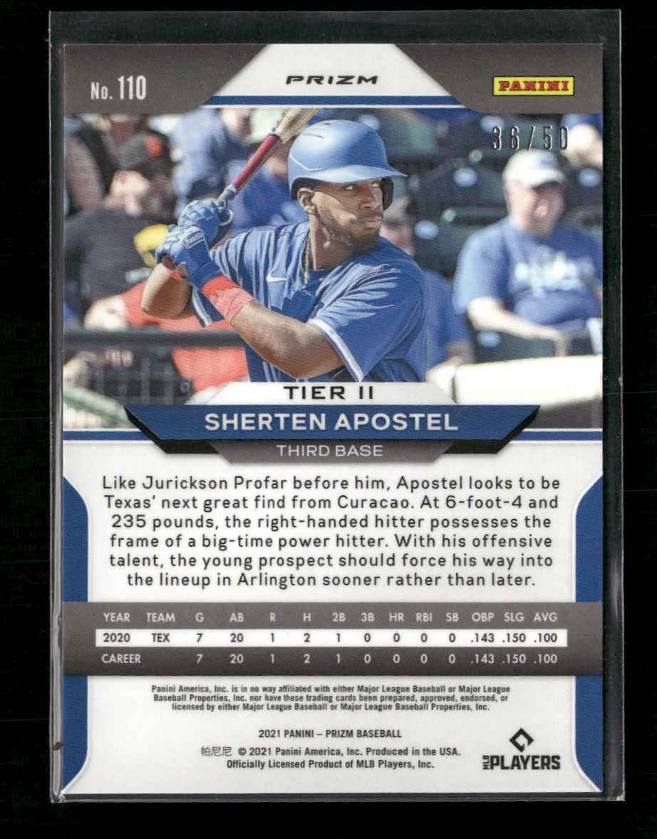 2021 Panini Prizm Snake Skin Prizm Sherten Apostel #/50 #110