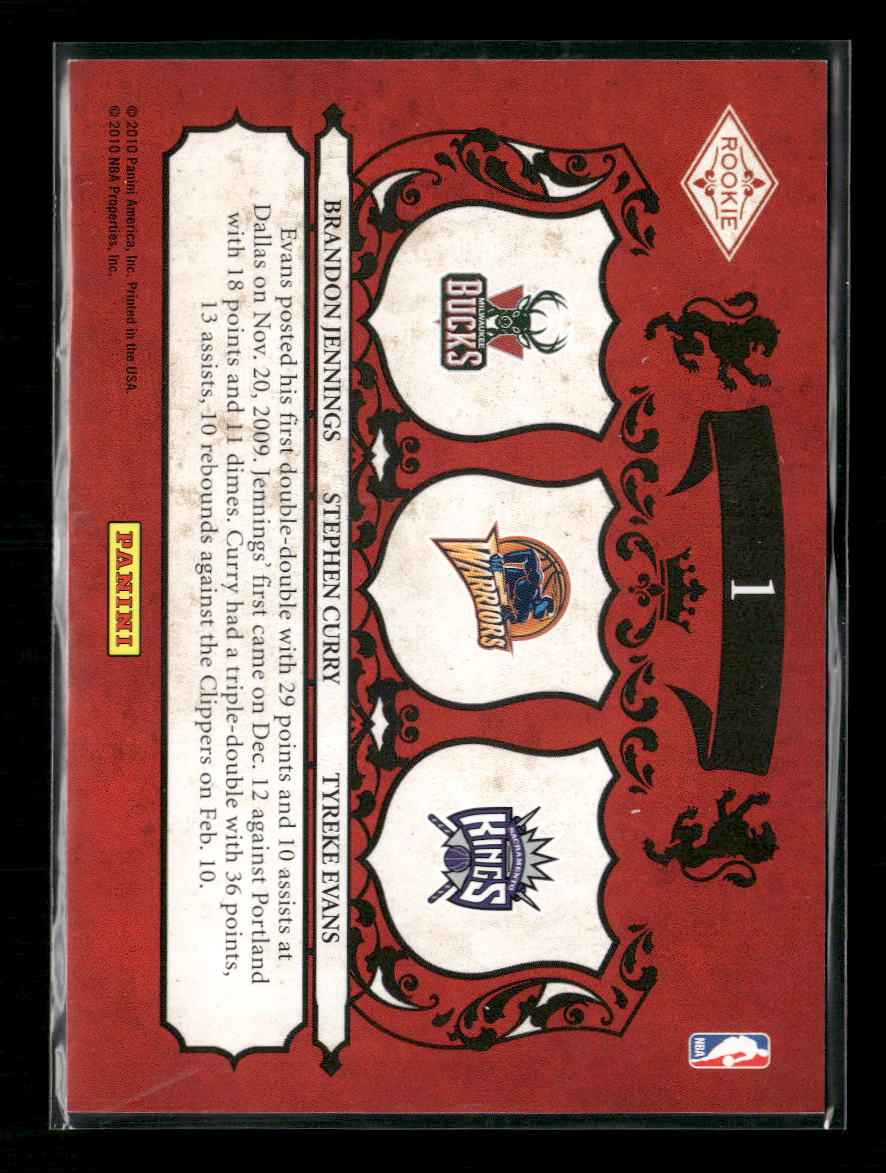 2009-10 Panini Crown Royale Brandon Jennings / Stephen Curry / Tyreke Evans #1