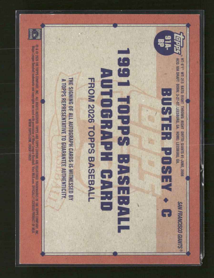 2026 Topps  Baseball 35th Anniversary Black Buster Posey #/10 Auto #91A-BP