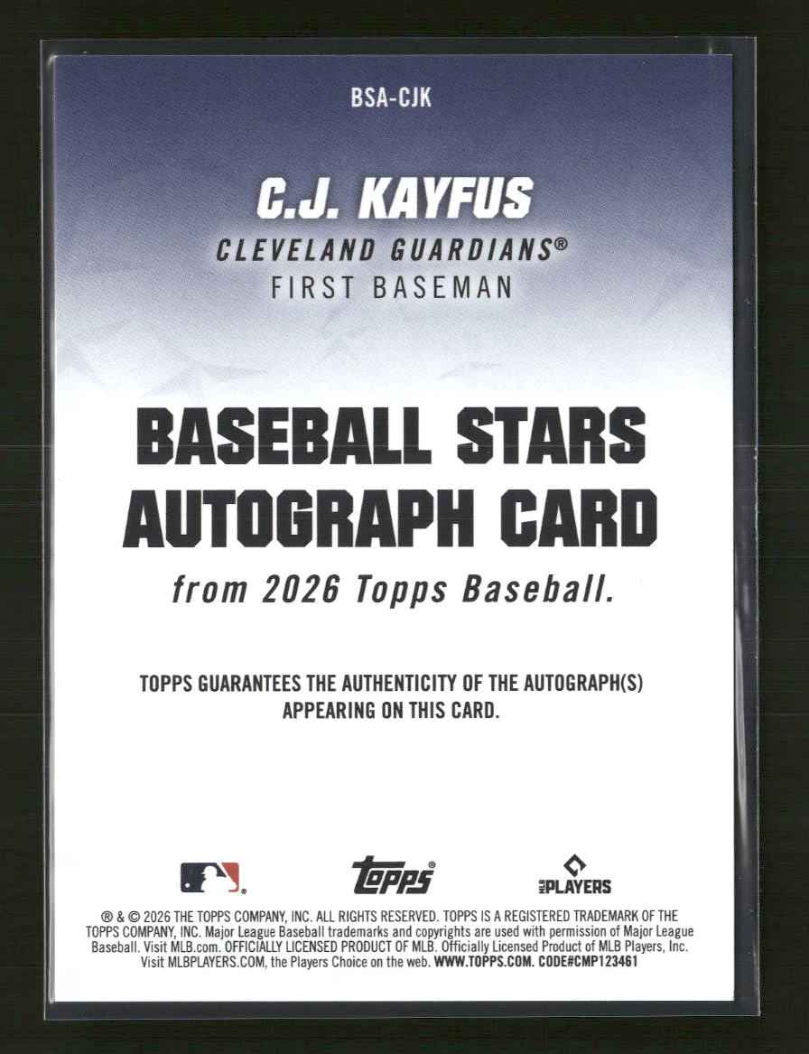 2026 Topps Baseball Stars Autographs (Series One) C.J. Kayfus Auto #BSA-CJK