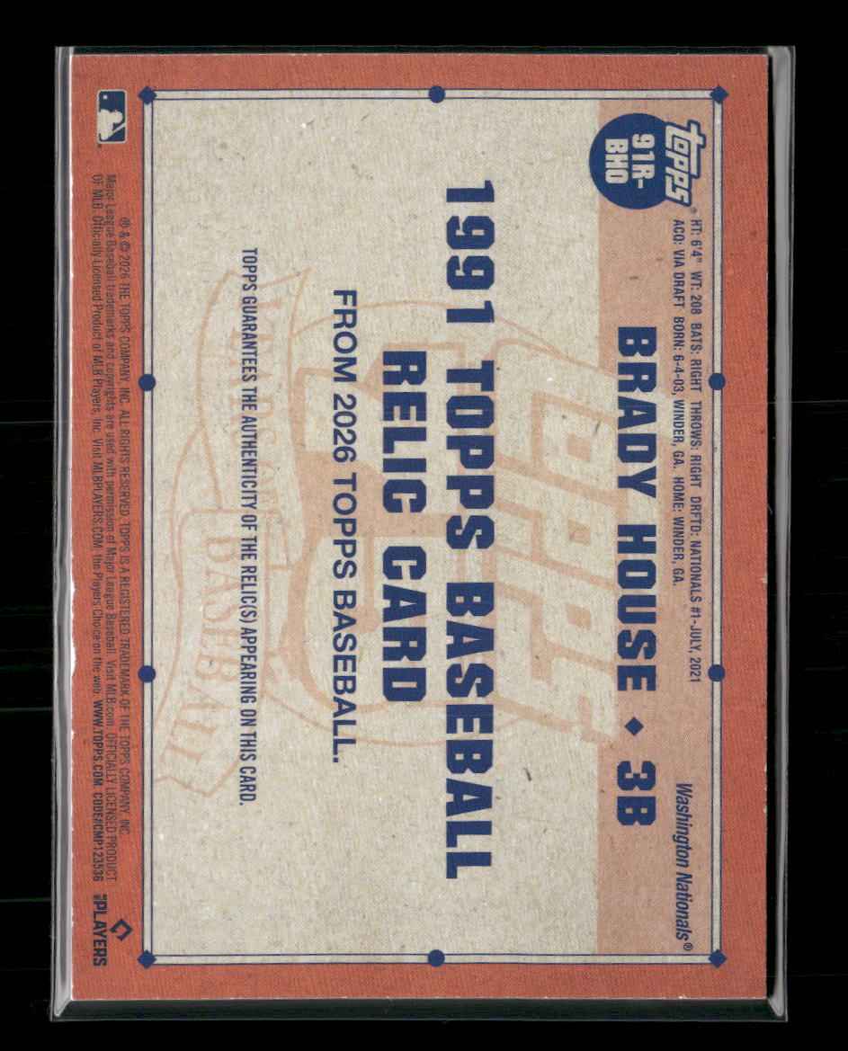 2026 Topps 1991 Baseball Relics Blue (Series One) Brady House #/150 #91R-BHO