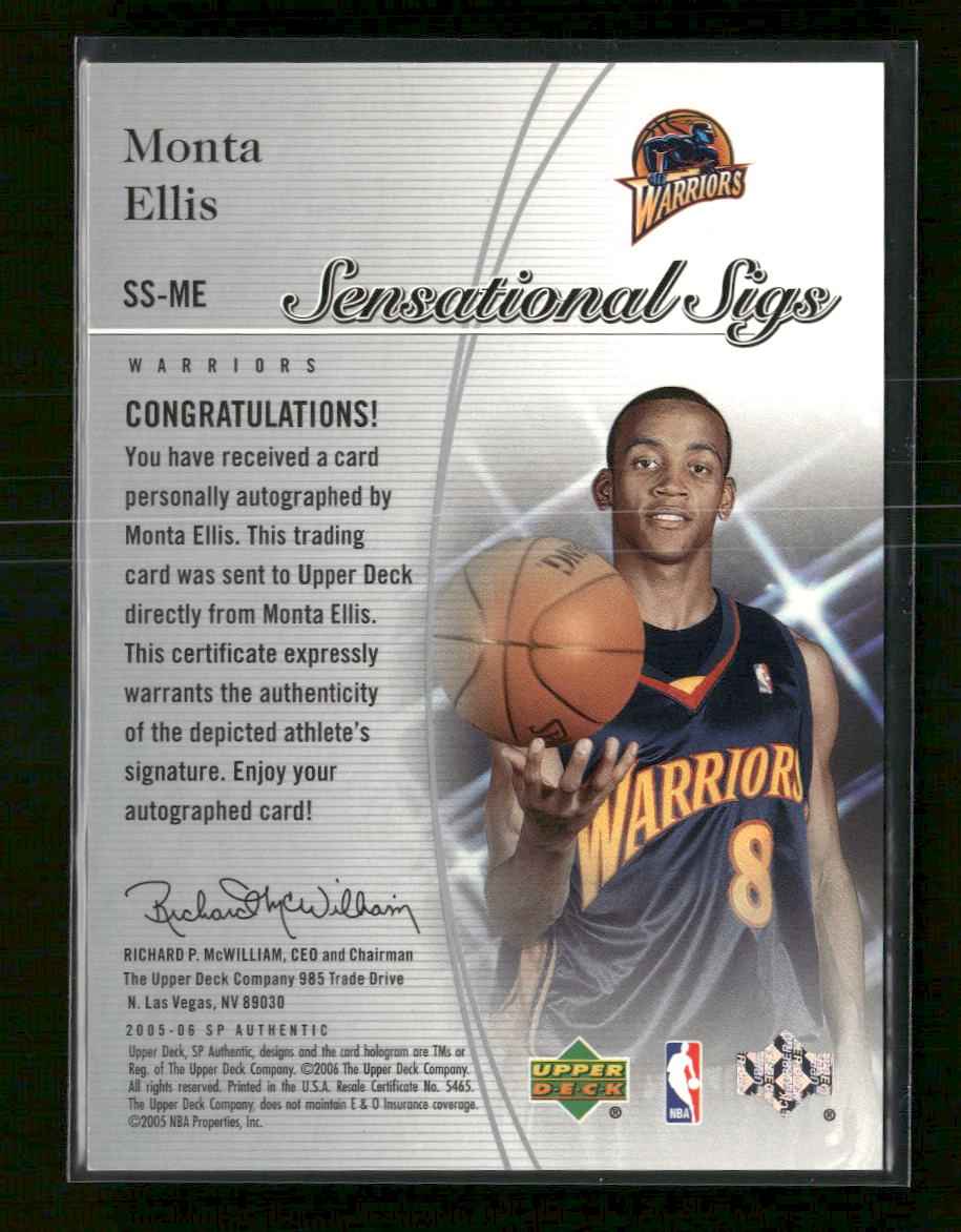 2005-06 SP Authentic Sensational Sigs Monta Ellis Auto #SS-ME