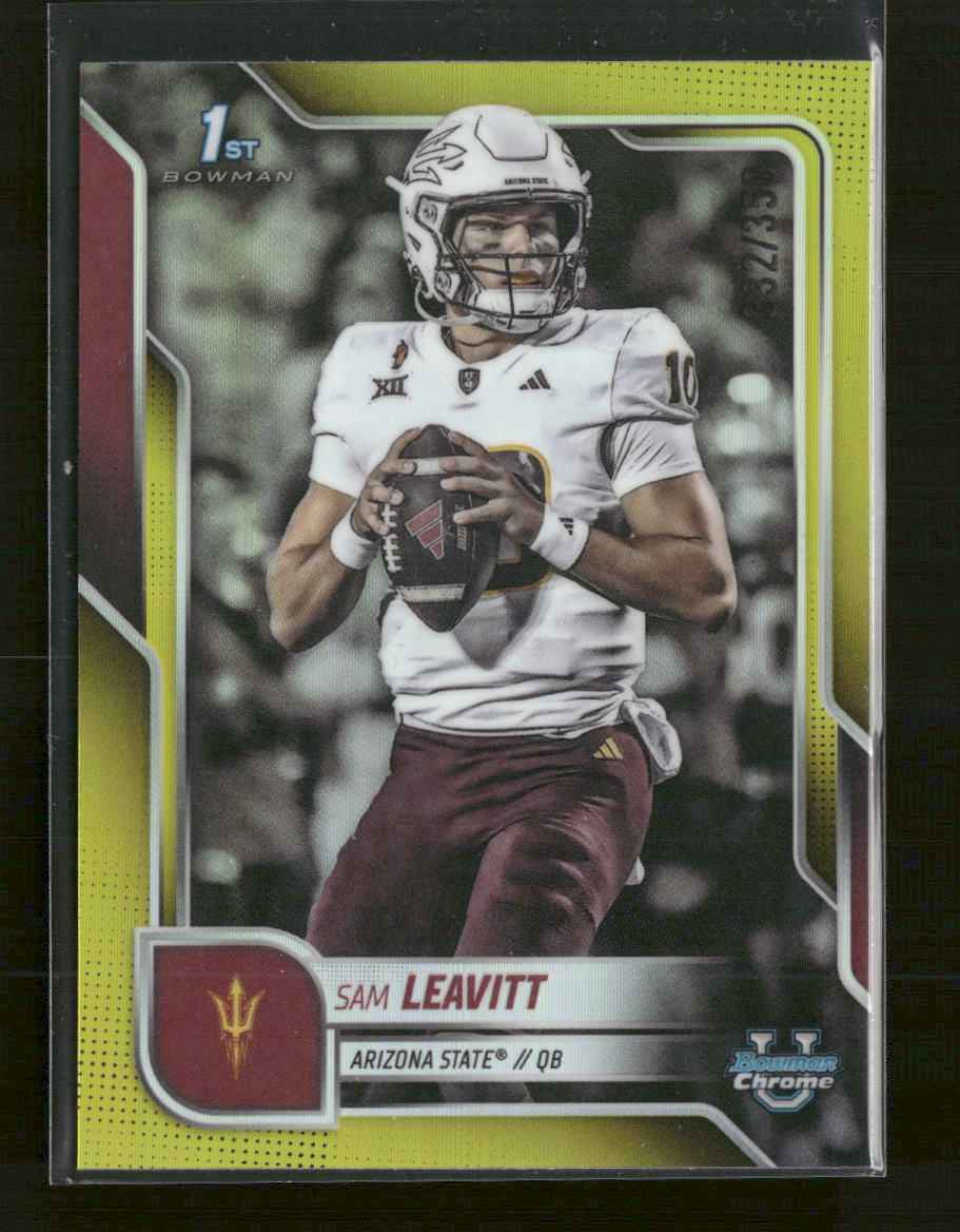 2025 Bowman University Chrome Yellow Refractor Sam Leavitt #/350 #195