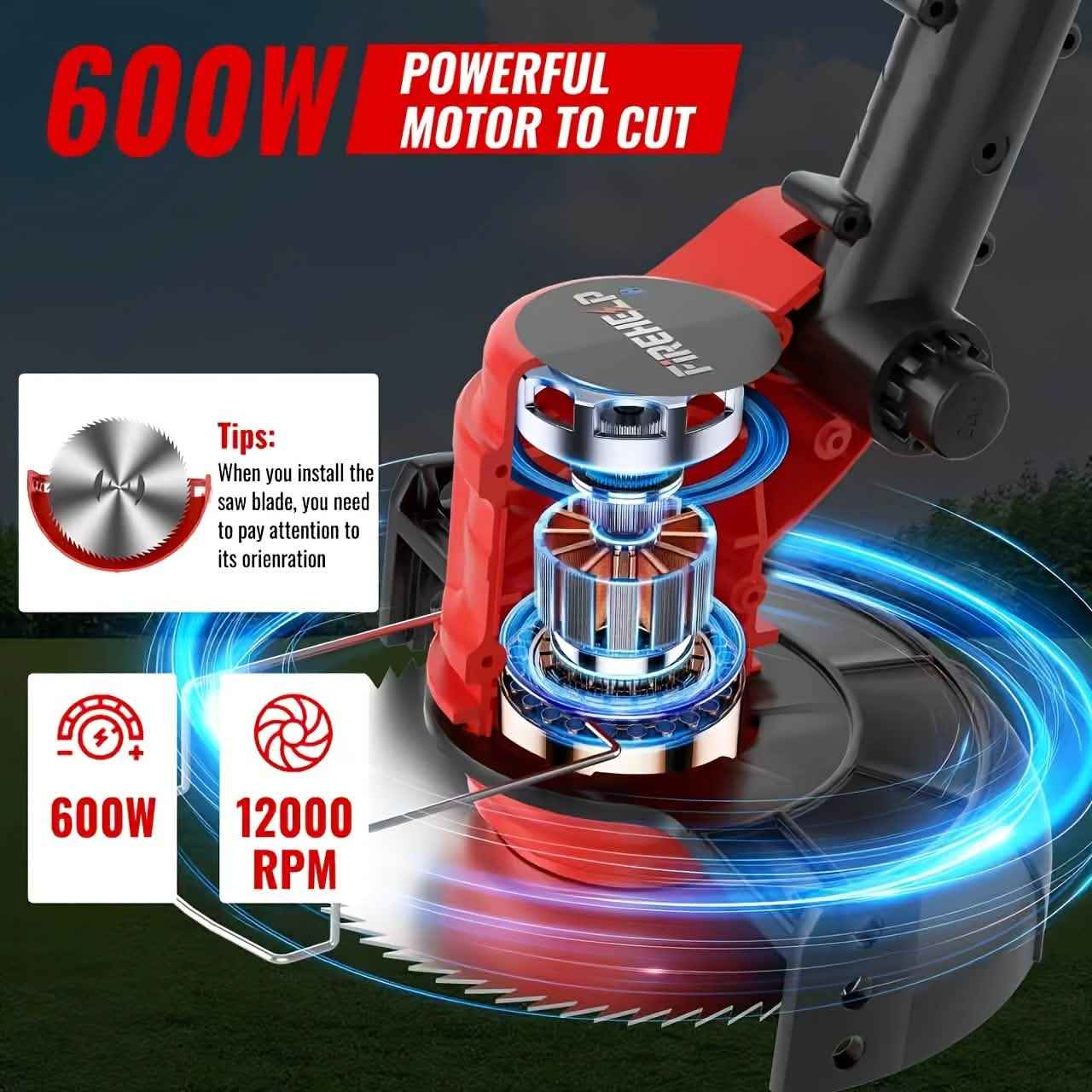 Portable Wireless Electric Lawn Mower & Garden Weeder