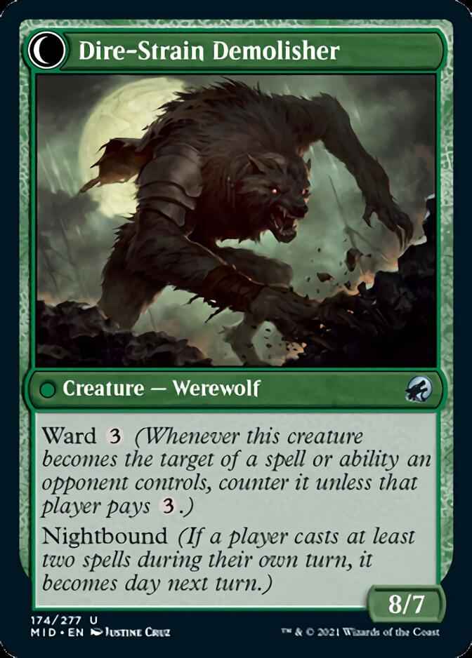 Burly Breaker // Dire-Strain Demolisher (MID-174) - Innistrad: Midnight Hunt: (Double Faced Transform)