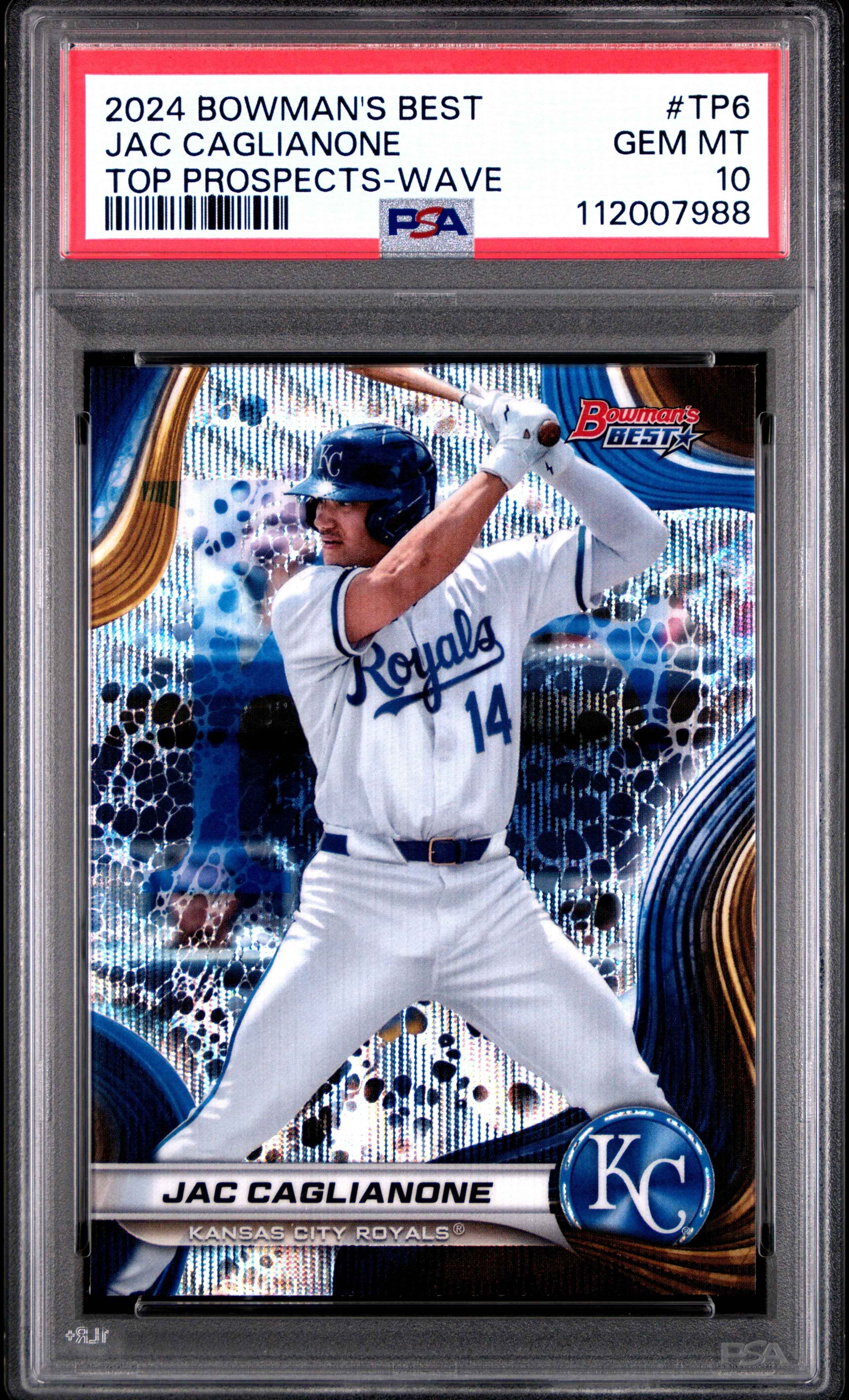 Graded 2024 Topps Bowmans Best Jac Caglianone #TP6 Top Prospects Wave Rookie RC Baseball Card PSA 10 Gem Mint