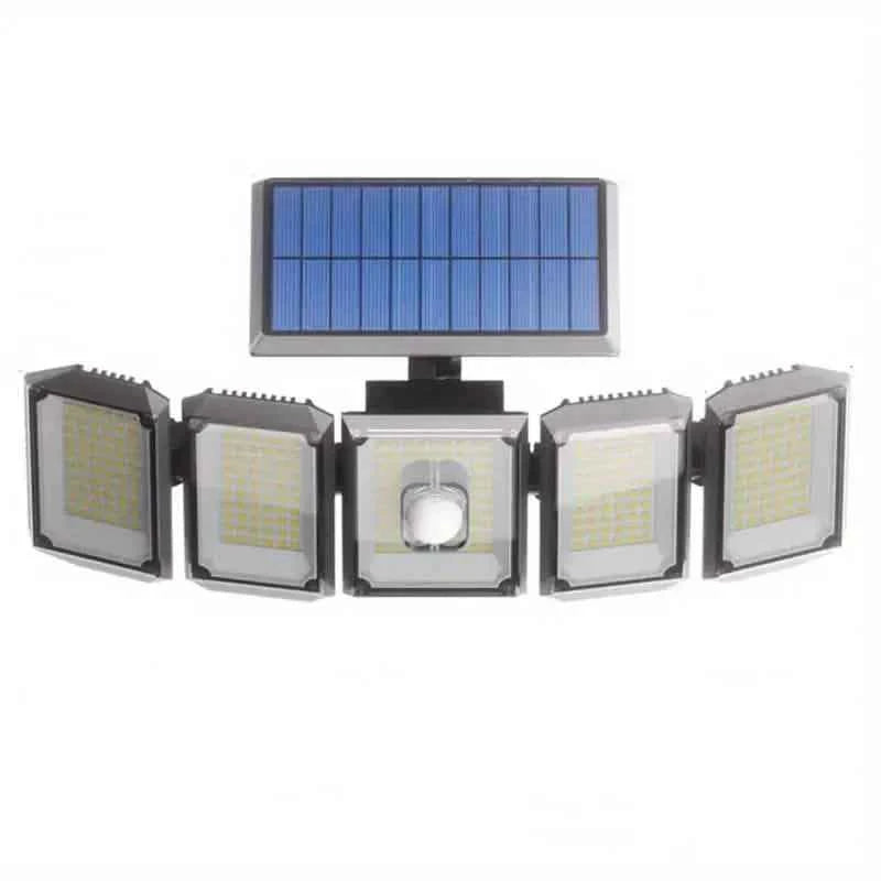 5 Heads Solar 300 LED Light Outdoor Motion Sensor Waterproof Wide-angle Illumination Wall Lamp