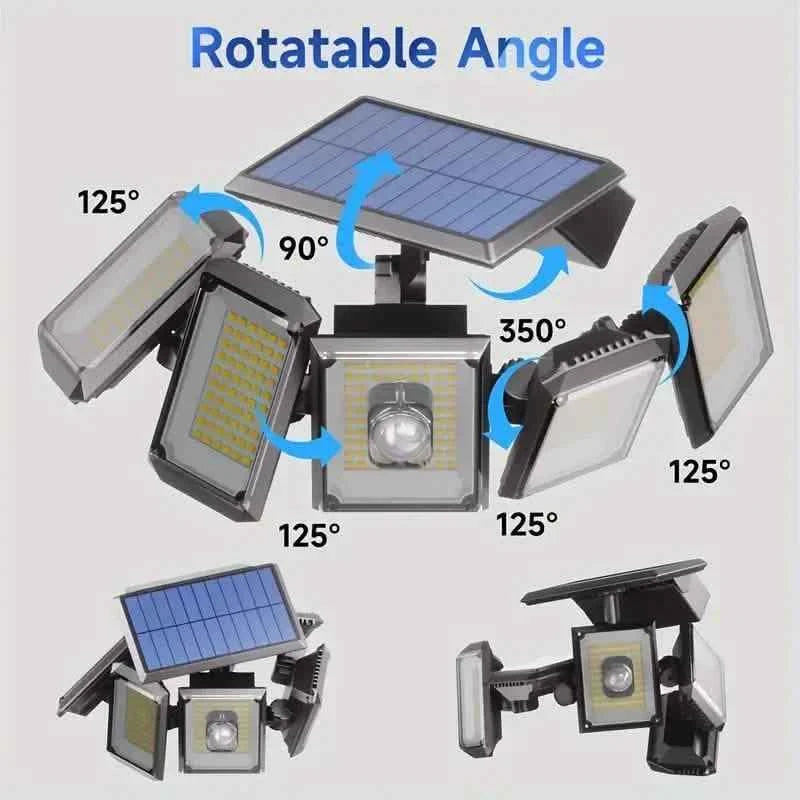 5 Heads Solar 300 LED Light Outdoor Motion Sensor Waterproof Wide-angle Illumination Wall Lamp