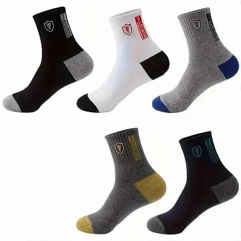 5-Pairs: Stylish Breathable Warm Crew Socks For Men