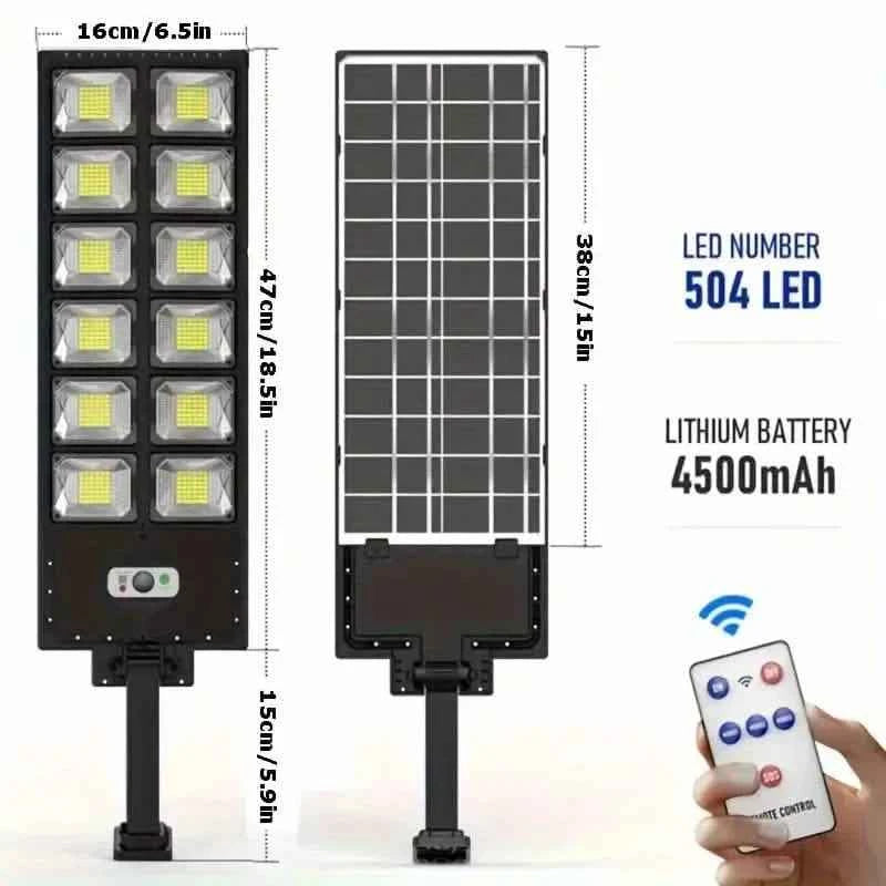 504-LED Ultra-Bright 6500K Solar Motion Sensor Street Light with Remote Control