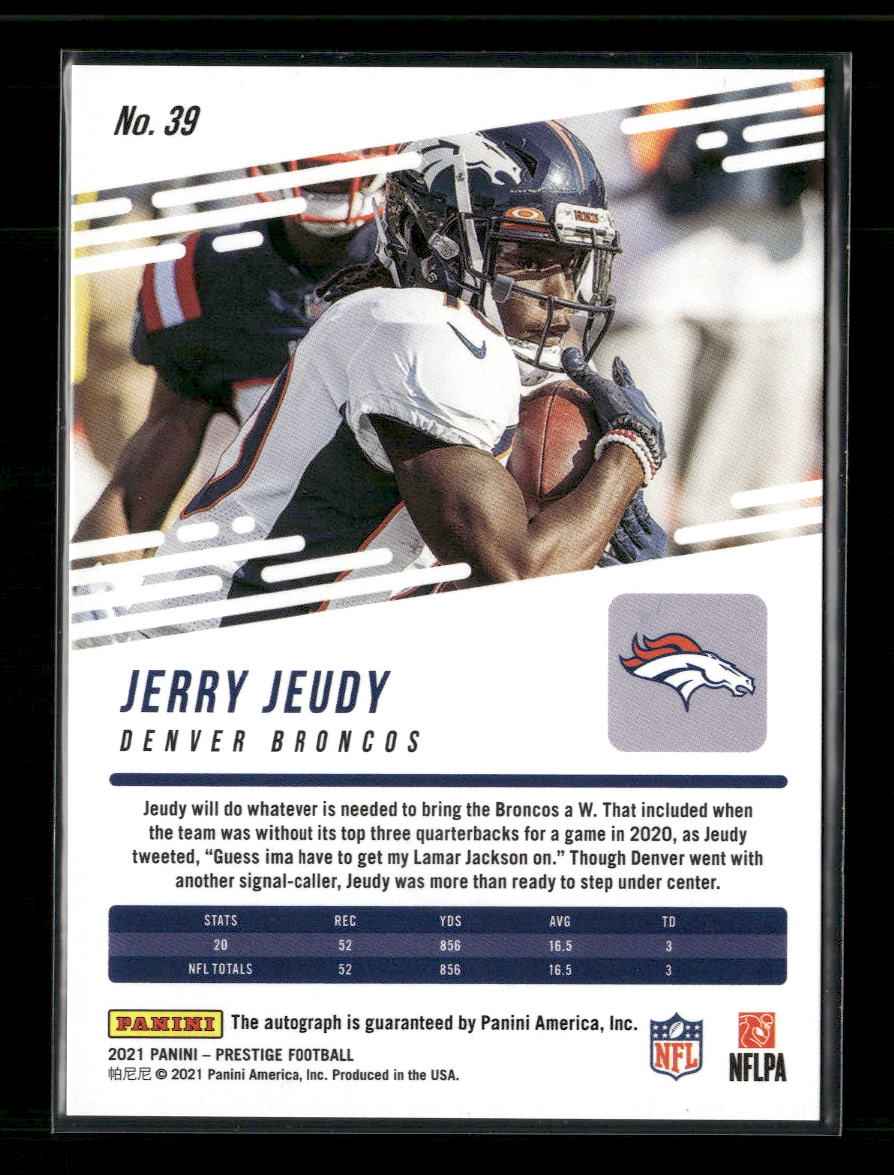 2021 Panini Certified Xtra Points Signature Premium Pink#/25 Jerry Jeudy #39