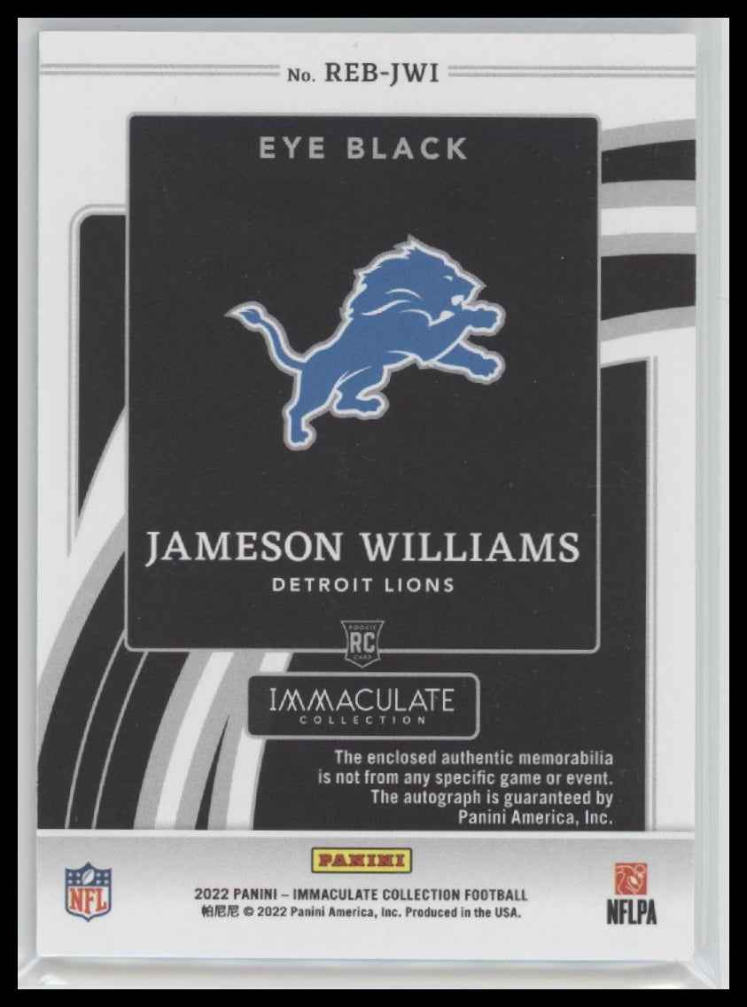2022 Panini Immaculate Rookie Eye Black Jersey Jameson Williams #/99 #REB-JWI