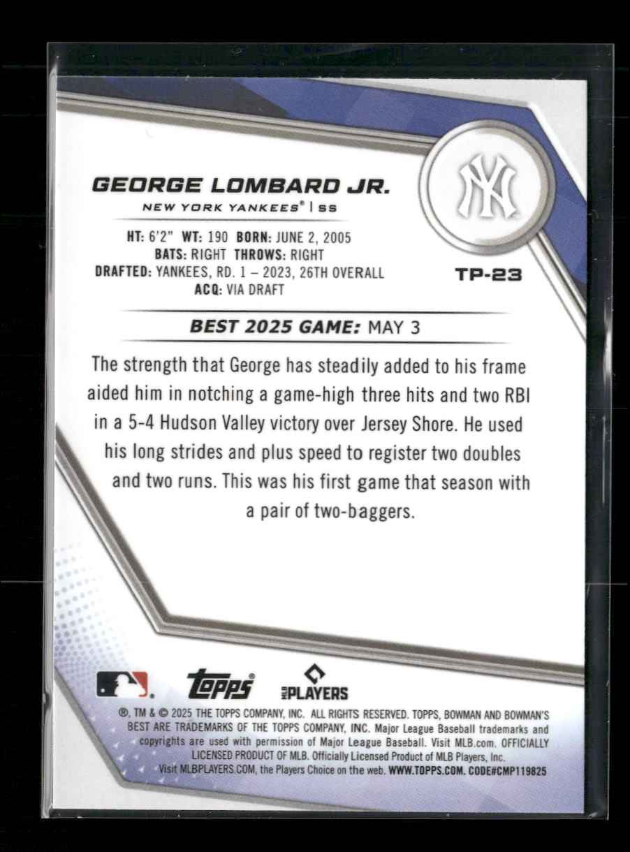 2025 Bowman's Best Lazer Refractors George Lombard Jr. #/350 #TP-23
