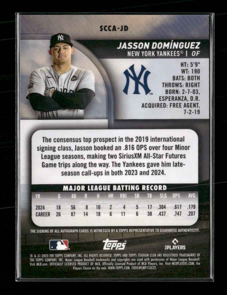 2024 Stadium Club Chrome Autographs Jasson Domínguez Auto #SCCA-JD