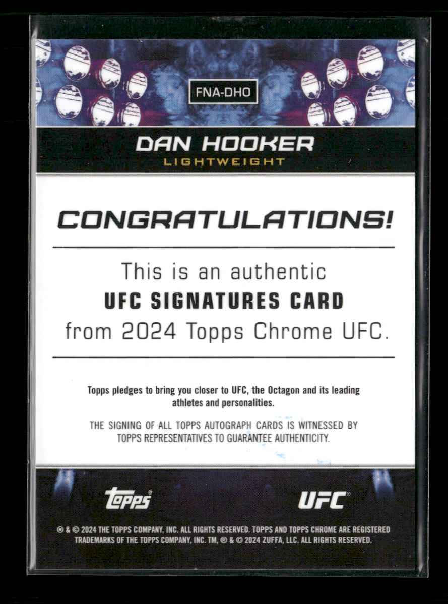 2024 Topps Chrome UFC UFC Signatures Dan Hooker Auto #FNA-DHO