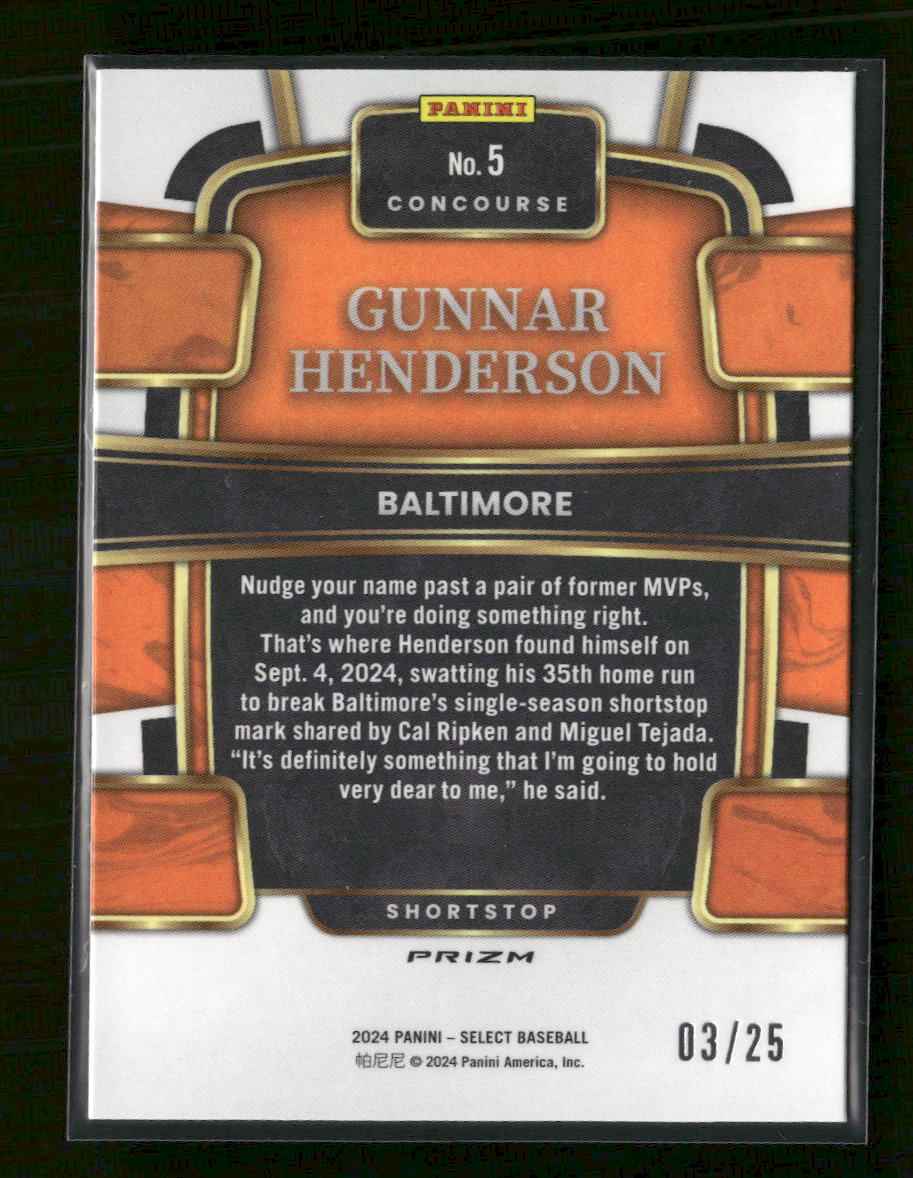 2024 Panini Select Tie-Dye Prizms Gunnar Henderson #/25 #5