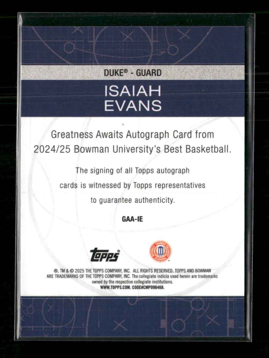 2024-25 Bowman's Best University Autographs Red Geometric Isaiah Evans #/10 Auto