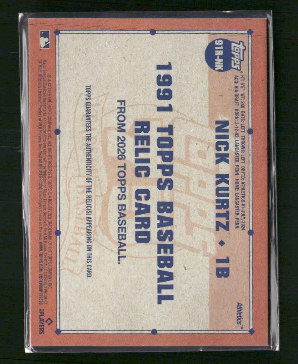 2026 Topps Baseball 35th Anniversary Relics Green Nick Kurtz #/99 #91R-NK