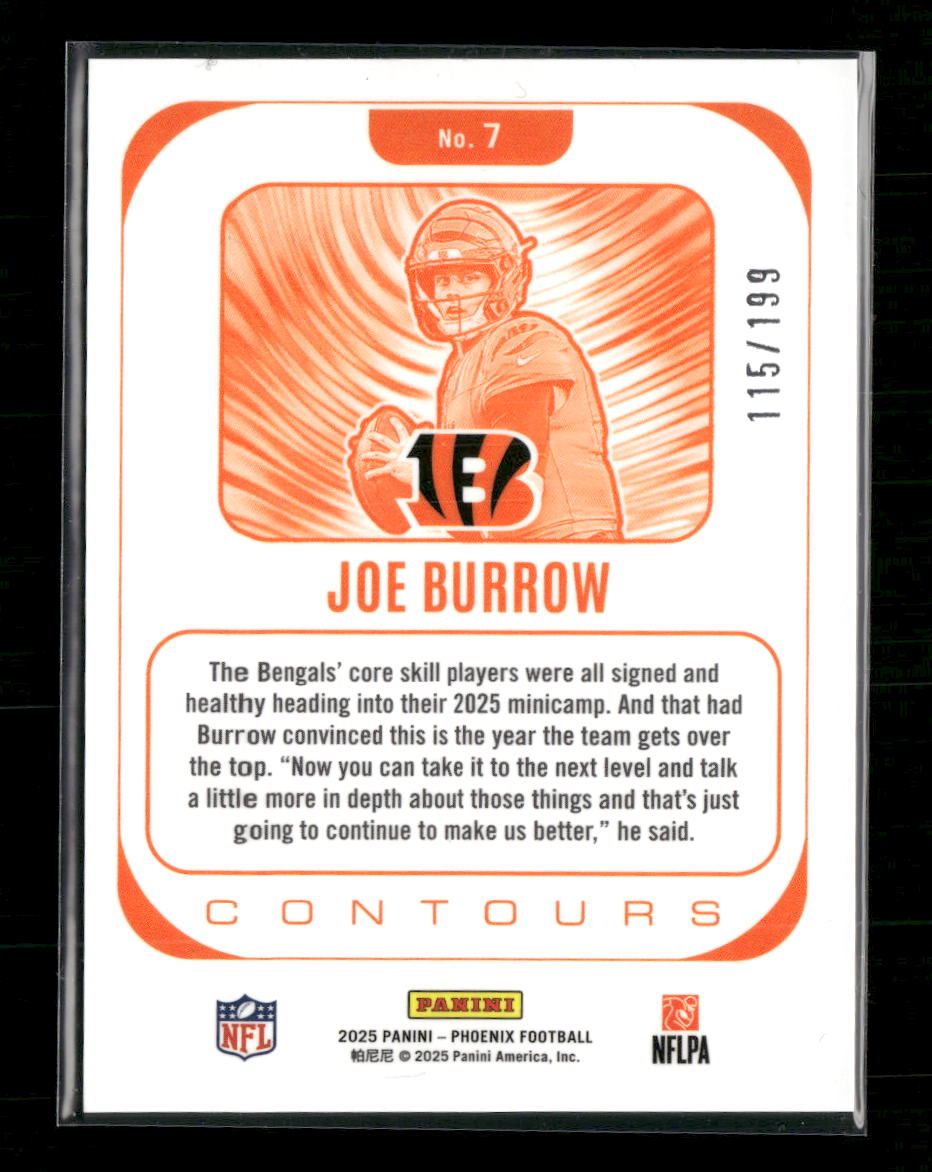 2025 Panini Phoenix Contours Silver Winter Prizm Joe Burrow #/199 #7