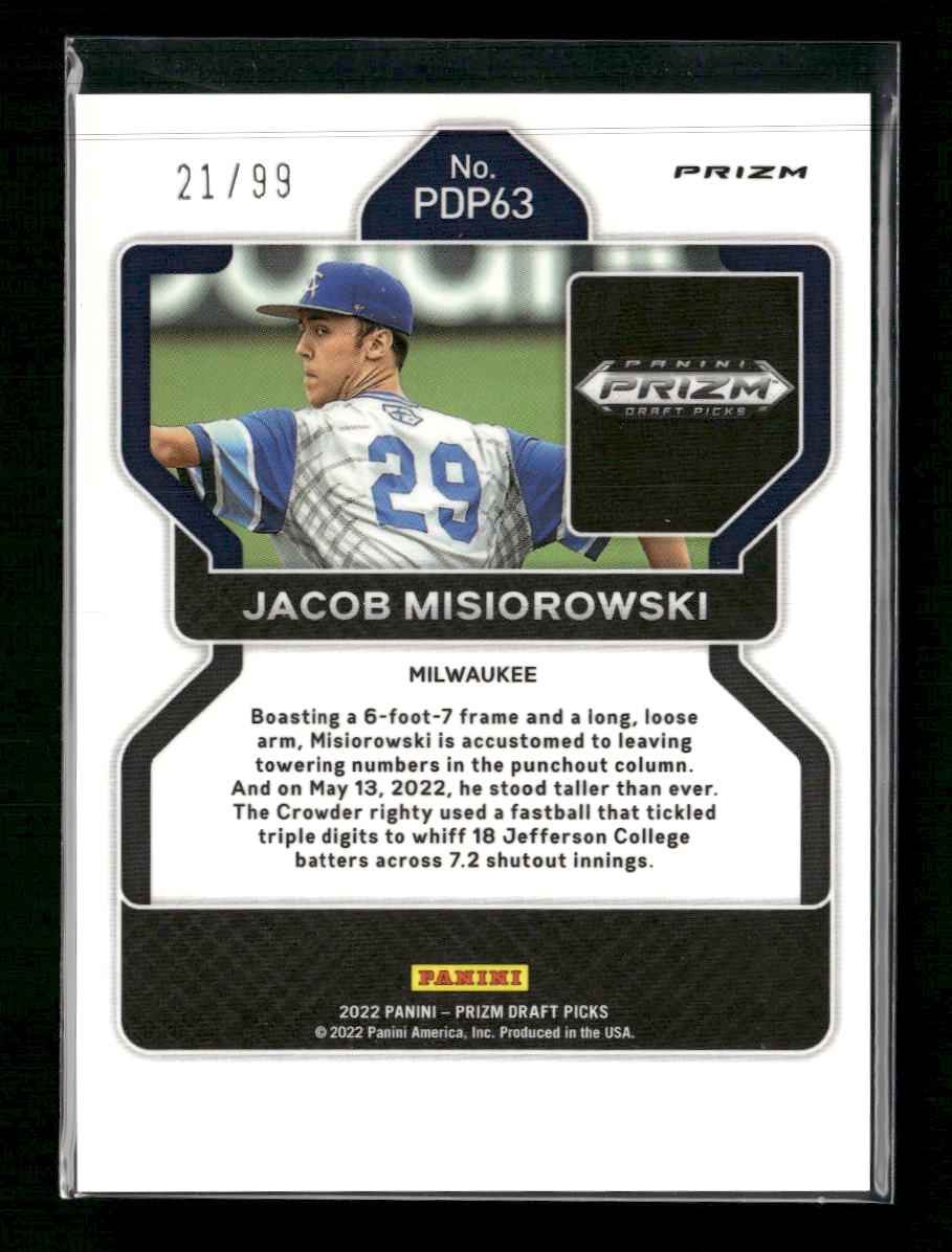 2022 Panini Prizm Draft Picks Red Donut Circles Jacob Misiorowski #/99 #PDP63