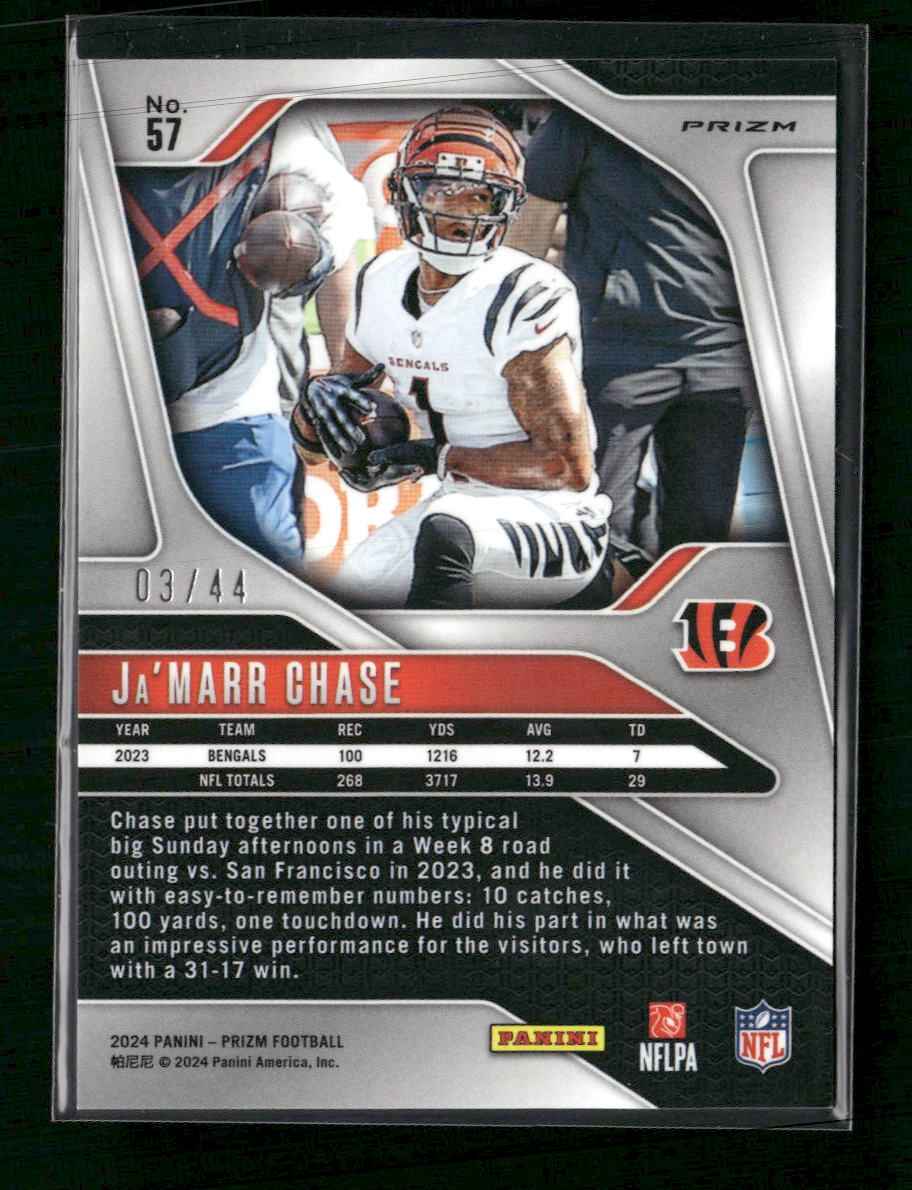 2024 Panini Prizm Red and Yellow Ja'Marr Chase #/44 #57