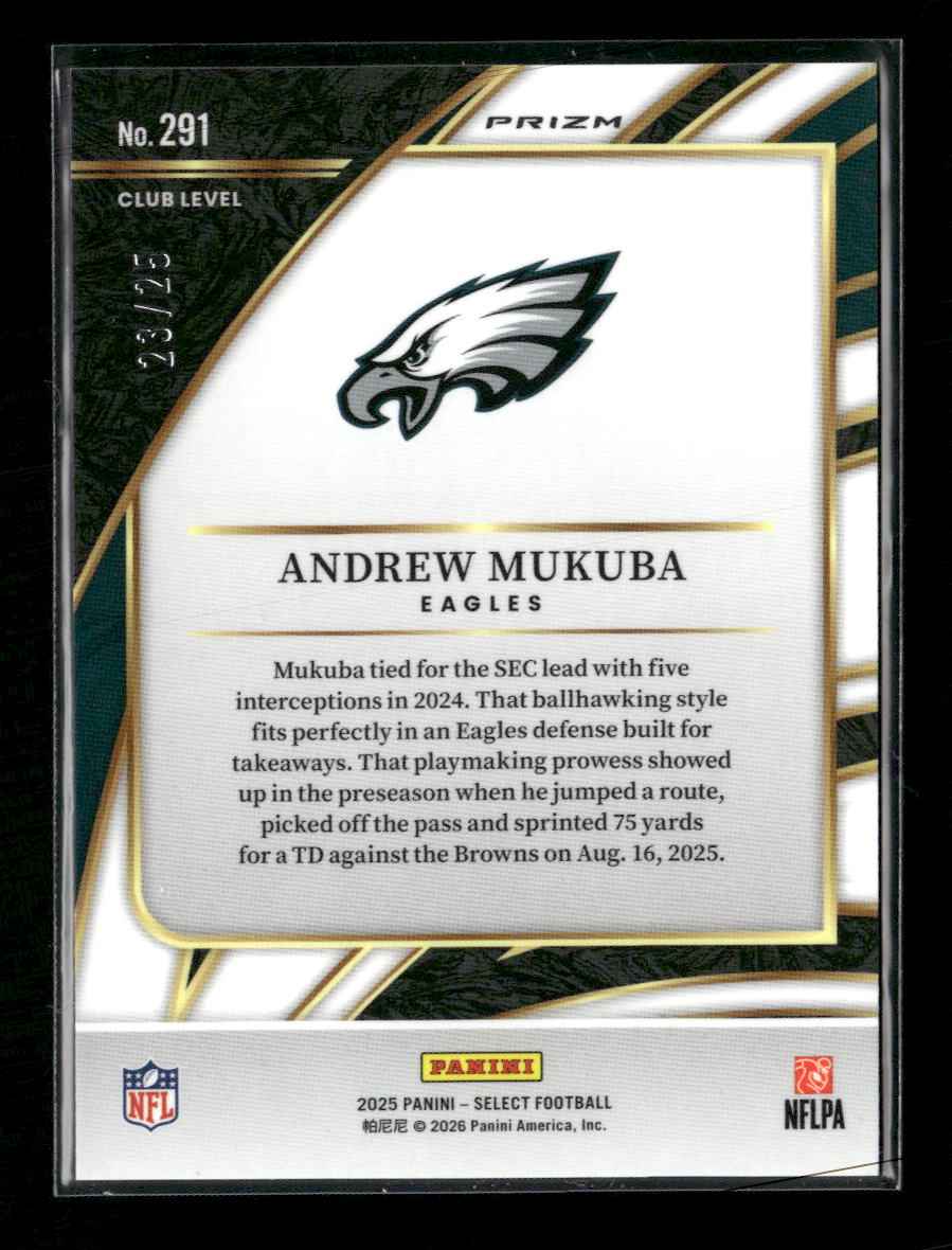2025 Panini Select Tie-Dye Prizm Andrew Mukuba #/25 #291