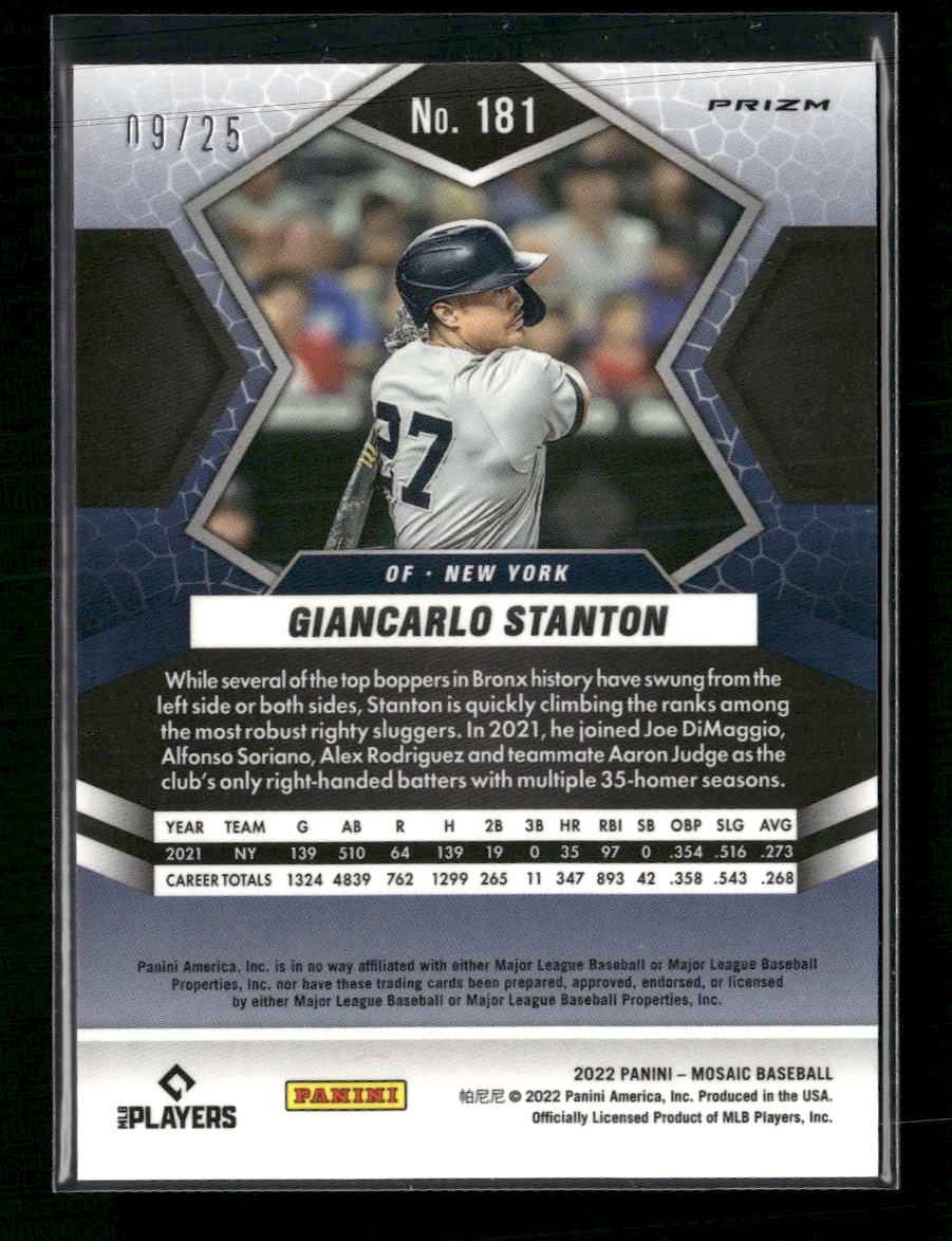 2022 Panini Mosaic White Mosaic Giancarlo Stanton #/25 #181