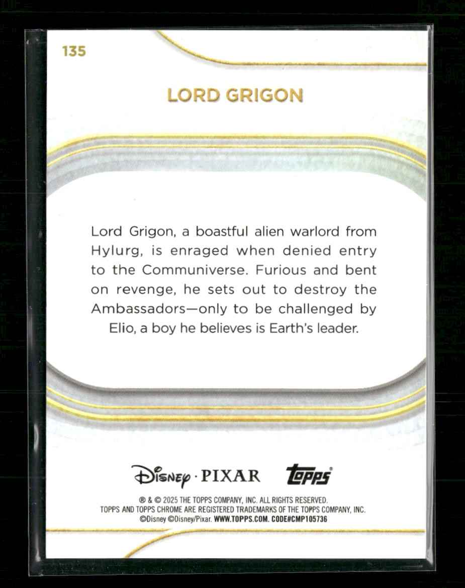 2025 Topps Chrome Disney Lord Grigon #135 Gold Wave Refractor /50
