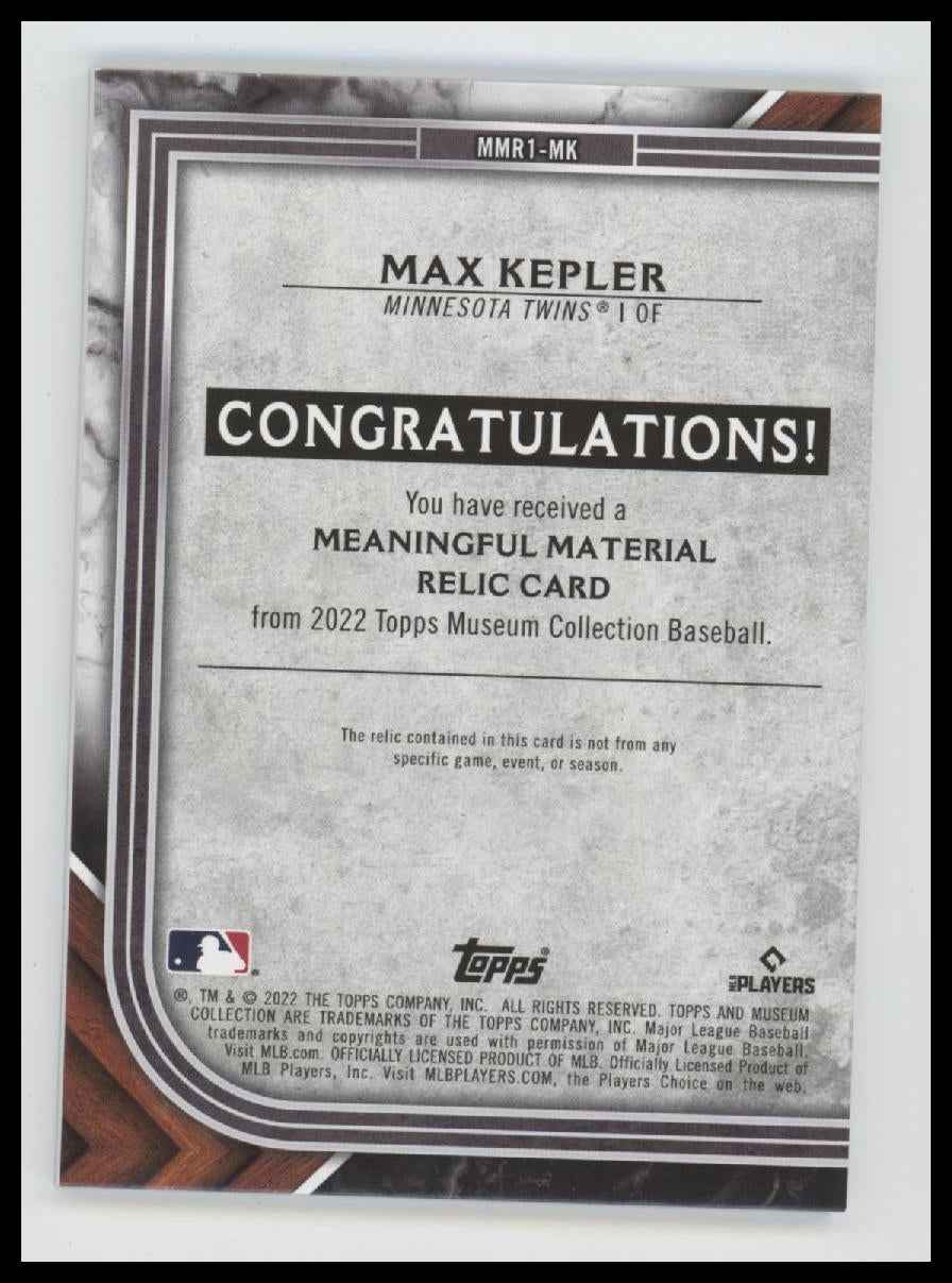 2022 Topps Meaningful Materials Relics Gold Max Kepler #/25 #MMR1-MK