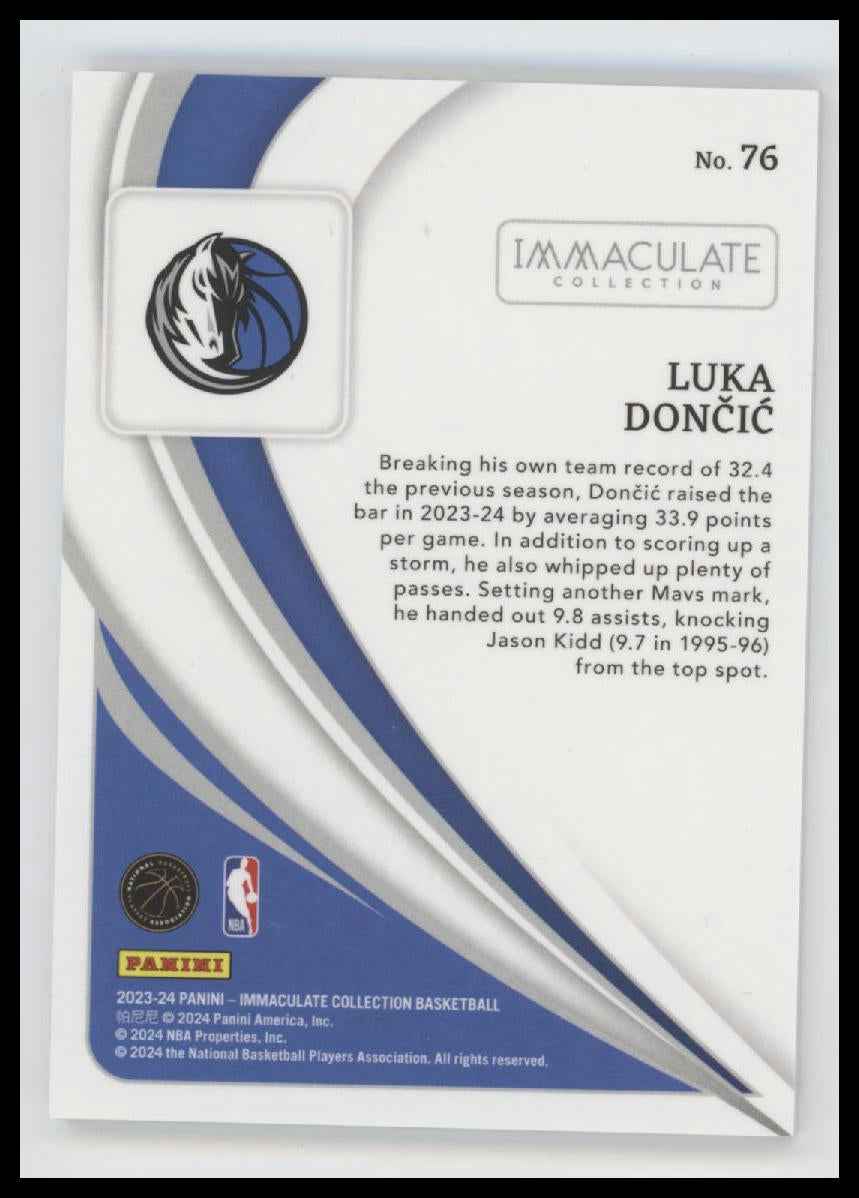 2023-24 Panini Immaculate Collection Blue Luka Doncic #/25 #76