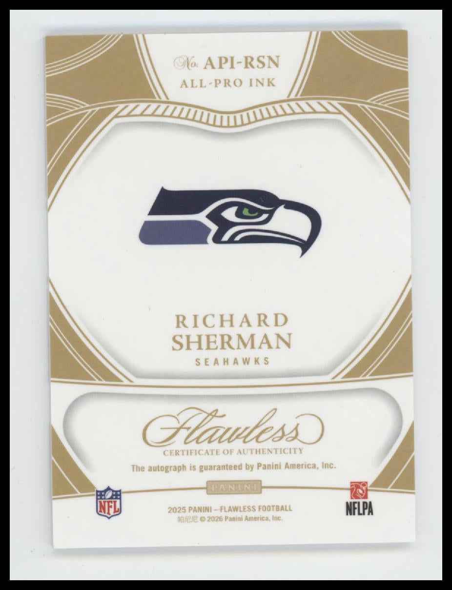 2025 Panini Flawless All-Pro Ink Ruby Richard Sherman #/15 Auto #API-RSN