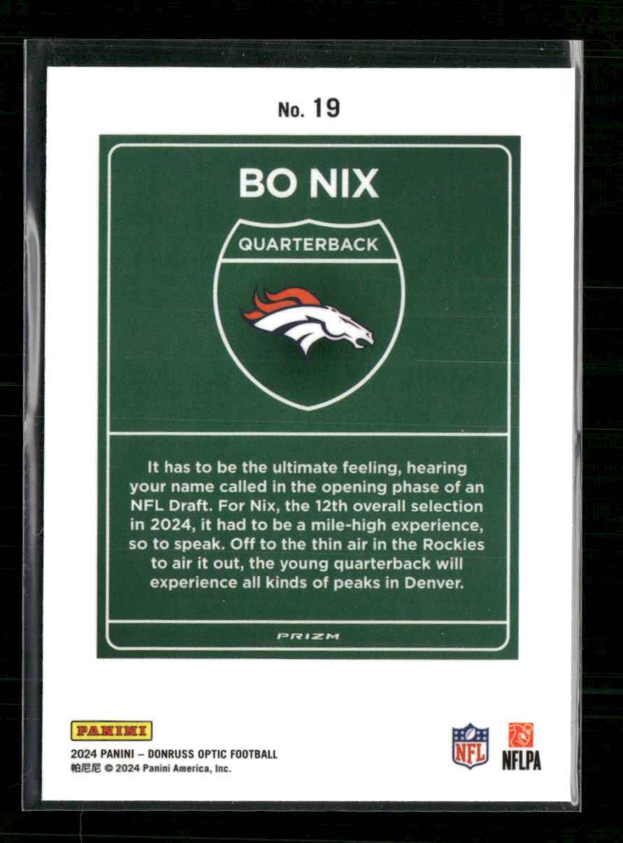 2024 Donruss Downtown Bo Nix #19