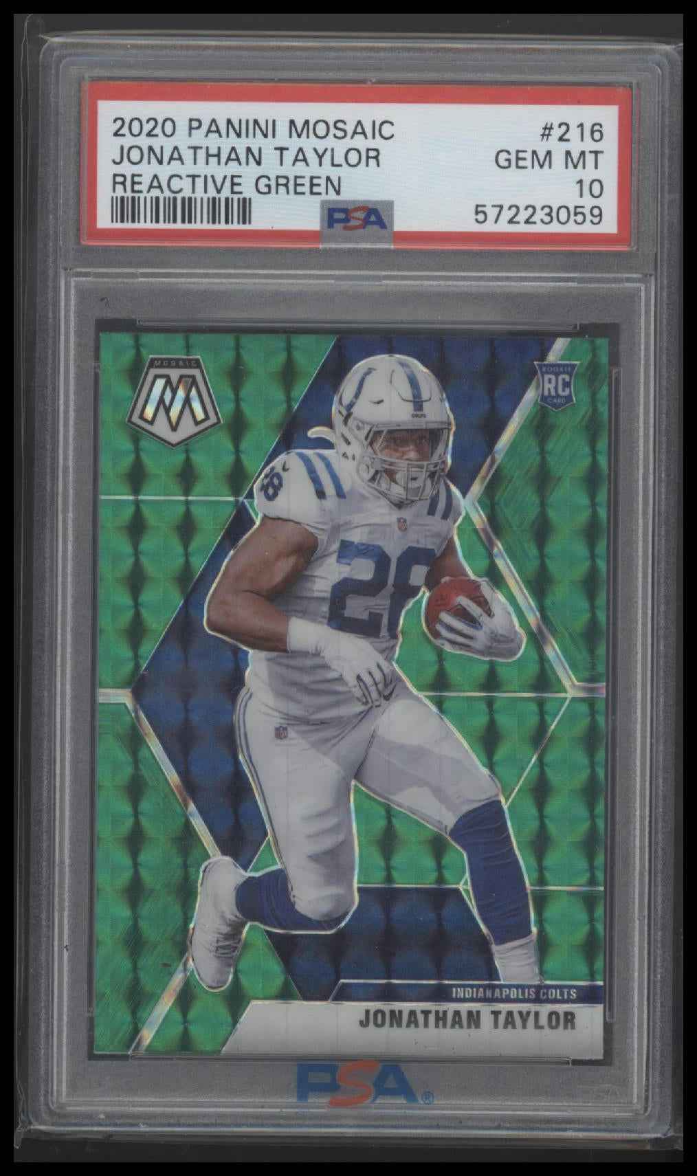 2020 Panini Mosaic Reactive Green Jonathan Taylor 10 PSA #216