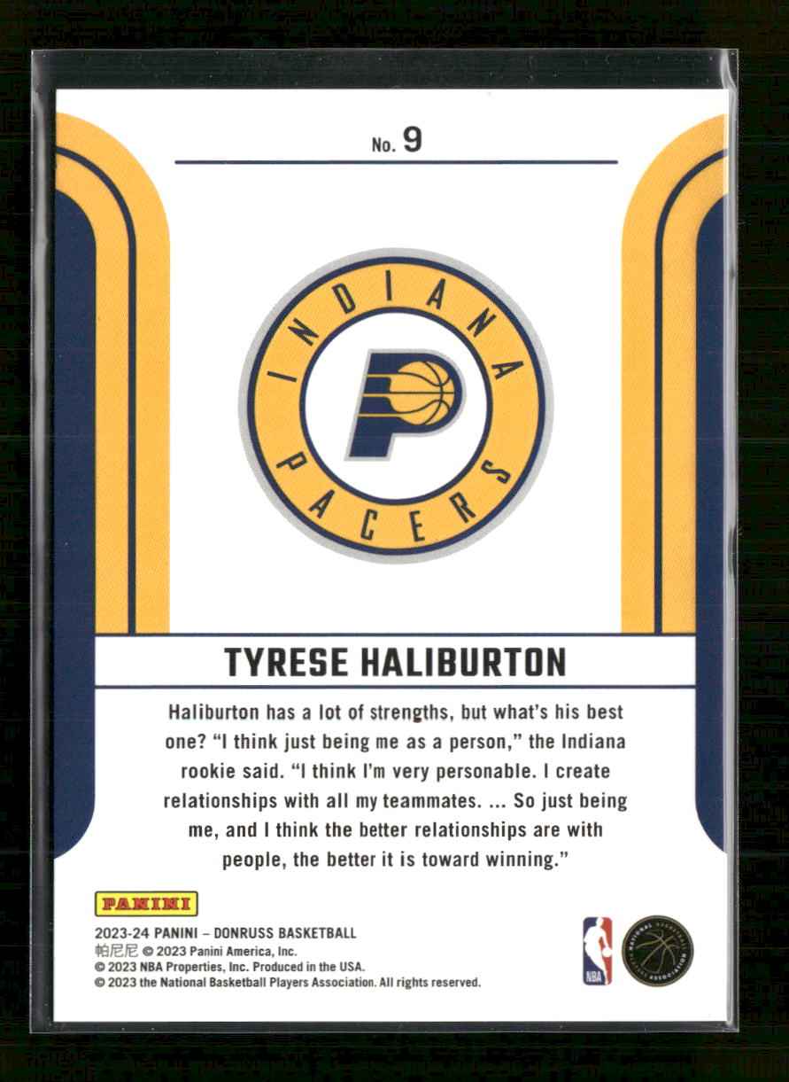2023-24 Donruss F.F. Red and Green Laser Holo Tyrese Haliburton #/75 #9