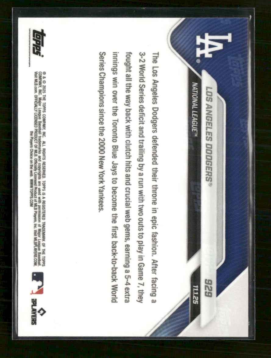 2025 Topps Now Los Angeles Dodgers #929