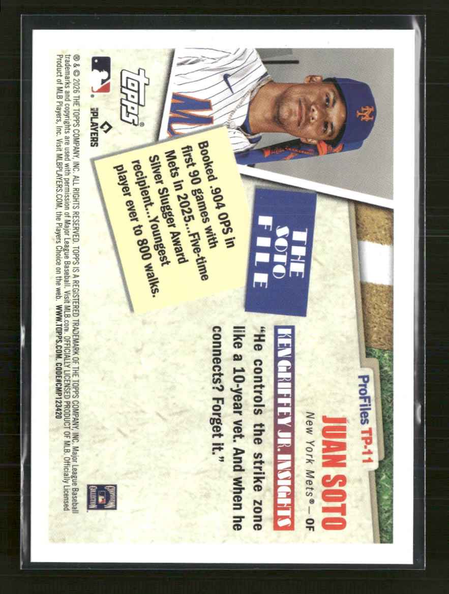2026 Topps Topps Profiles Blue Foil Juan Soto #/150 #TP-11