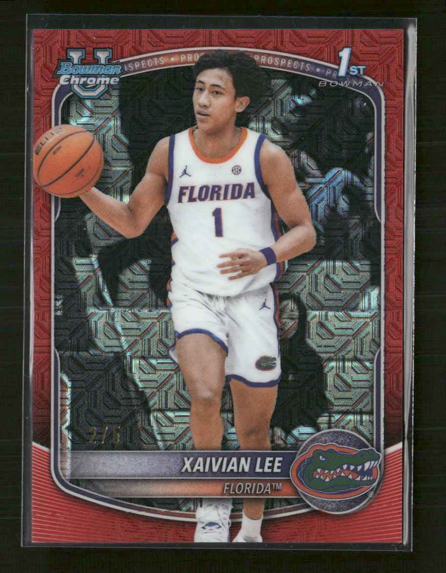 2025-26 Bowman Chrome Prospects Red Mojo Refractor Xaivian Lee #/5 #BCP-28