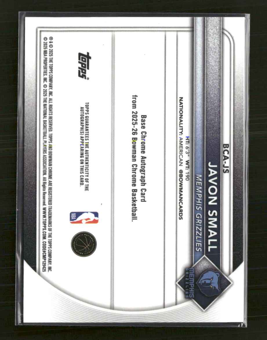2025-26 Bowman Chrome Autographs Javon Small Auto #BCA-JS