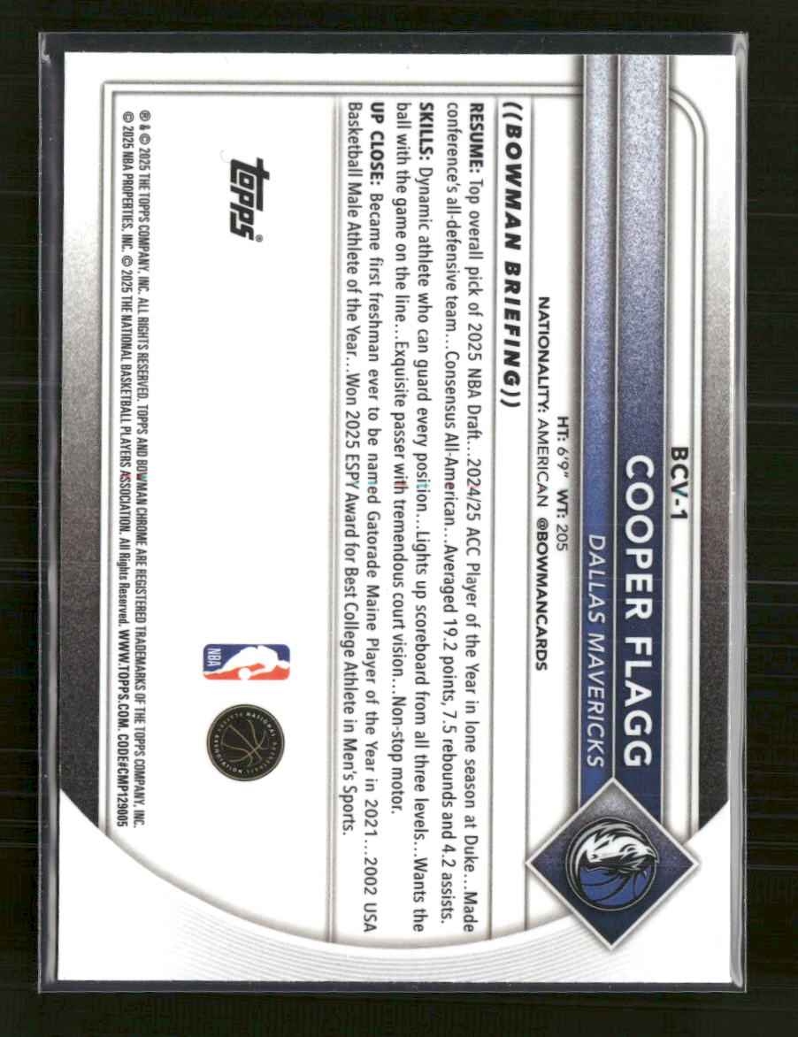 2025-26 Bowman Chrome Cooper Flagg #BCV-1