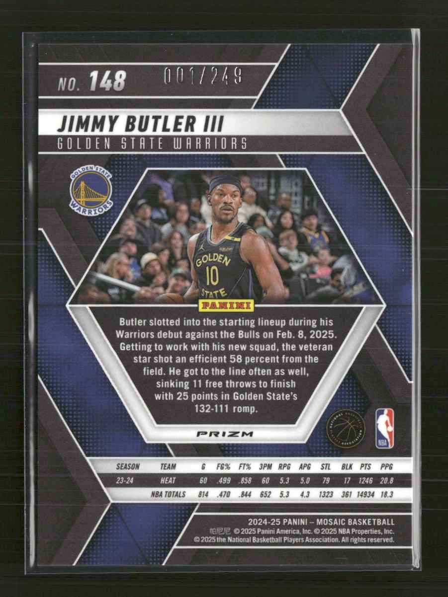 2024-25 Panini Mosaic Purple Fluorescent Mosaic Jimmy Butler III  #/249 #148