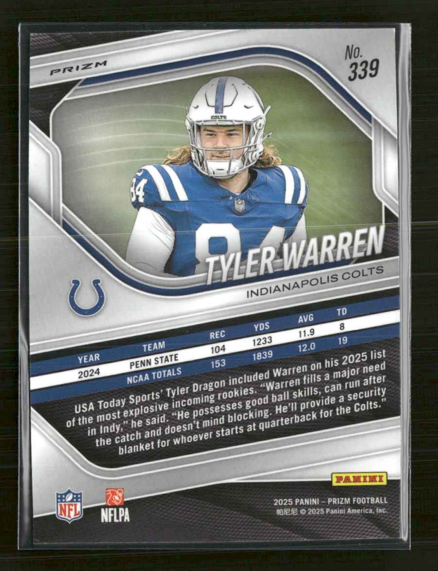 2025 Panini Prizm Black and White Checker Tyler Warren #339