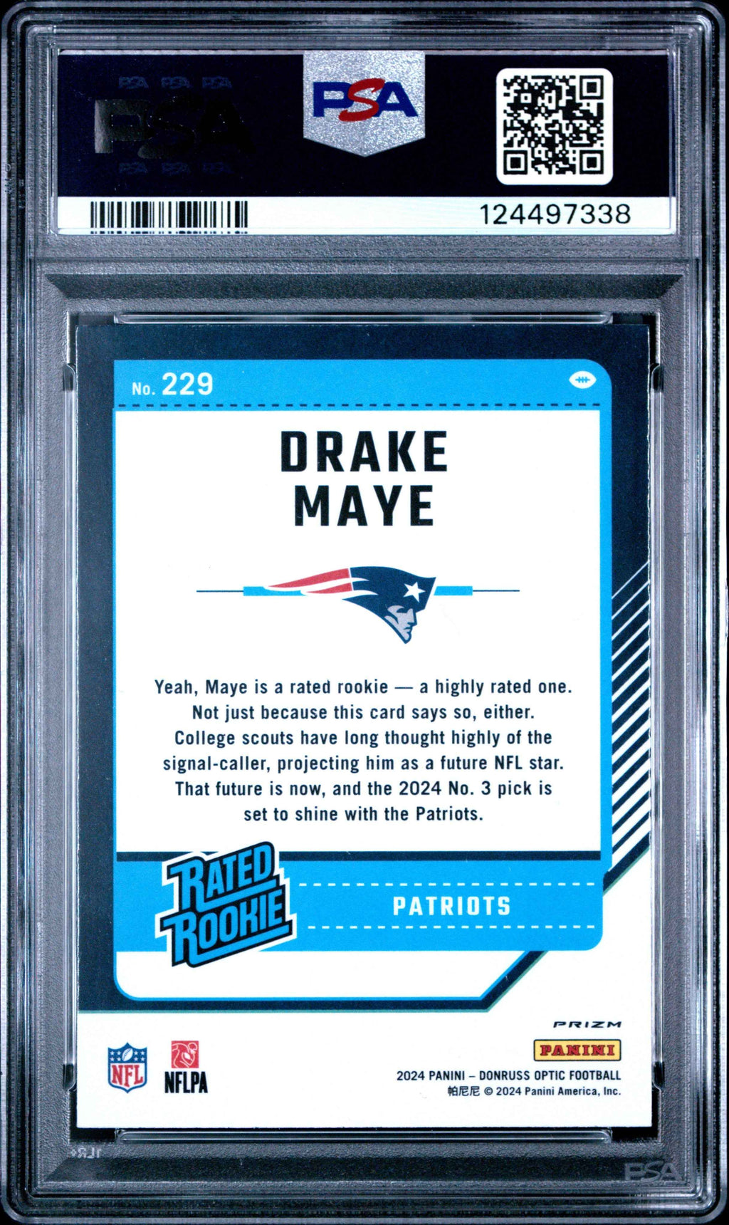 2024 Panini Donruss Optic Holo Drake Maye 9 PSA #229